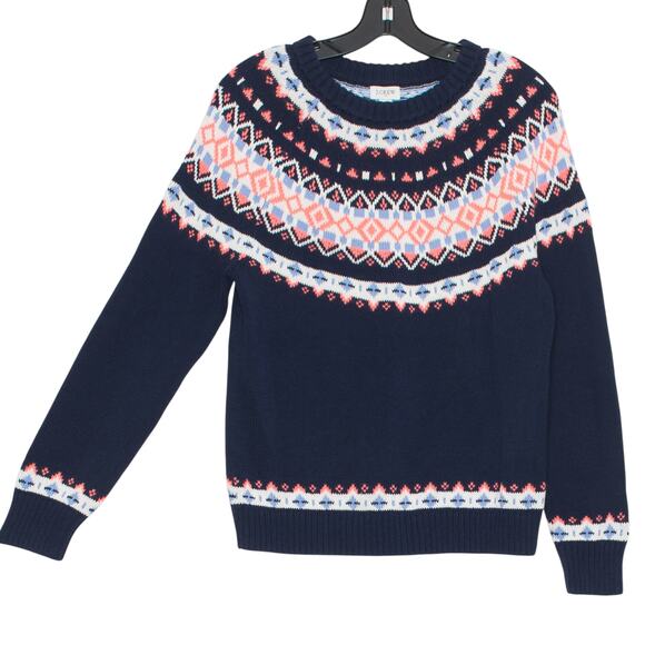 NEW J Crew Sweater Fair Isle Nordic Boho Preppy Cottage Scandi Cozy Blue Medium - Picture 6 of 7